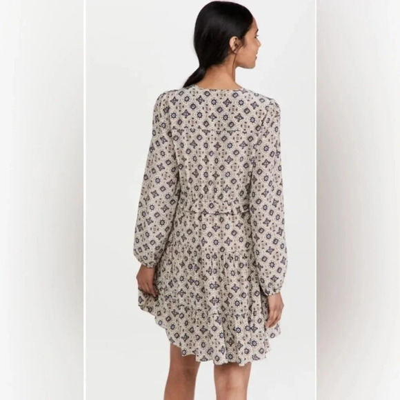 Veronica Beard Delray 100% Silk Long Sleeve Tiered Mini Dress Geometric Print 4 - Picture 2 of 9